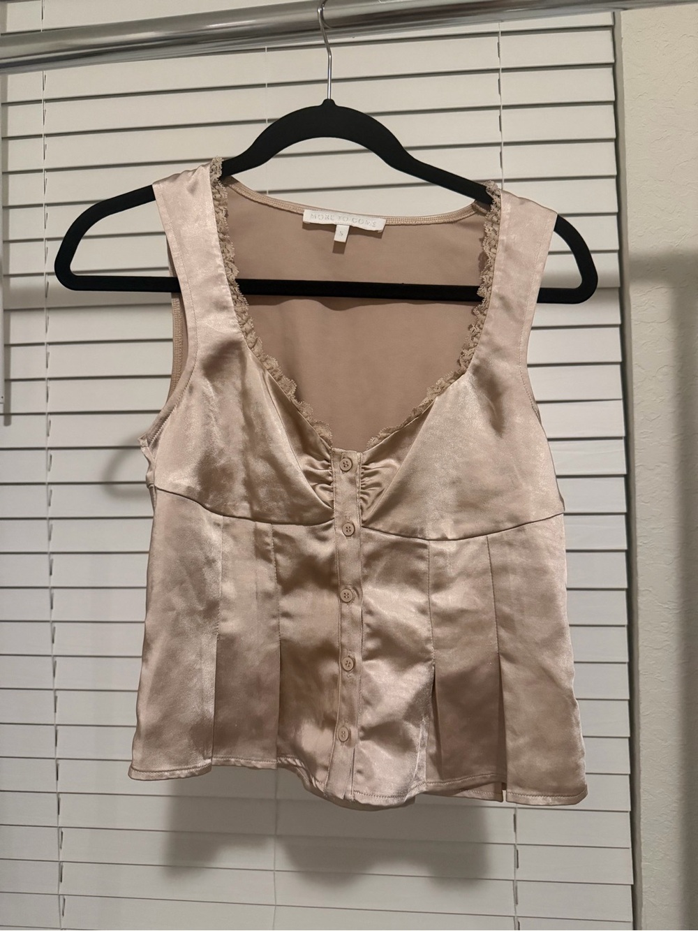 More to Come Satin Scoop Neck Tank Top in Light Beige